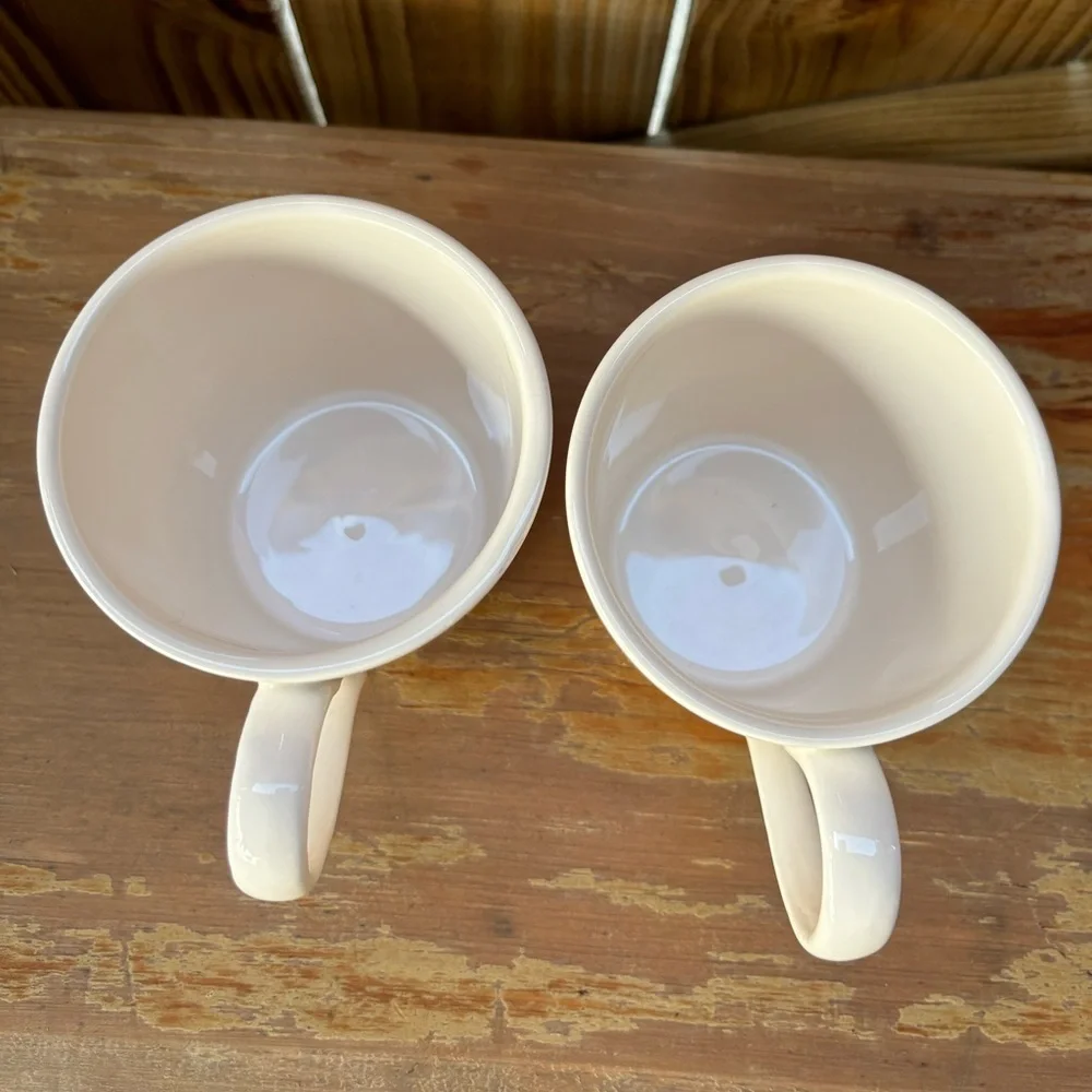 Set of 2 Pier 1 Imports Watercolor Giraffe 16oz Ironstone Coffee Mugs Tea Cups